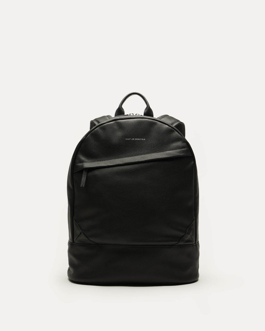 black leather backpack necessary clothing Kastrup Pebble-Grained Leather Backpack