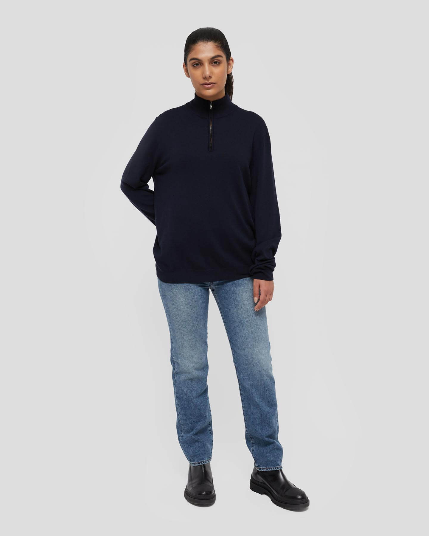 Trento Wool and Cashmere Unisex Half-Zip Pullover Sweater
